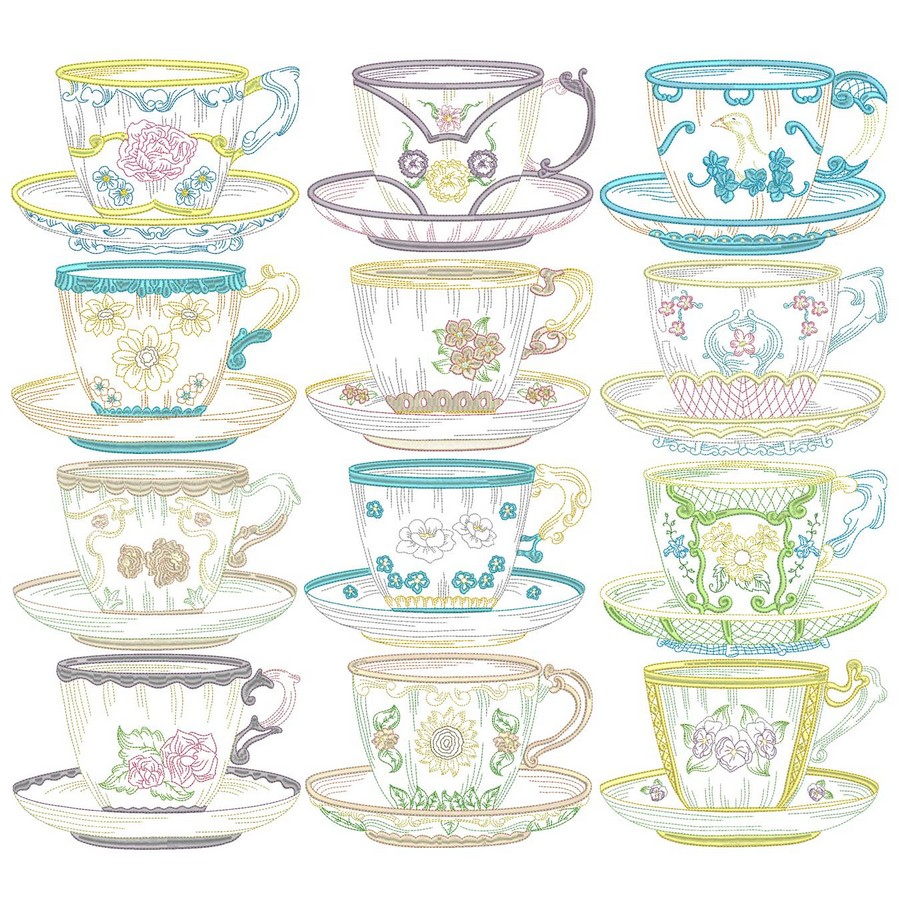 Free Vintage Embroidery Patterns Download Vintage Teacups