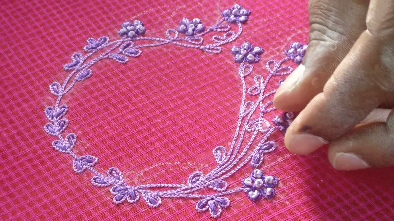 French Embroidery Patterns A Beautiful Floral Embroidery Pattern Using French Knot Youtube