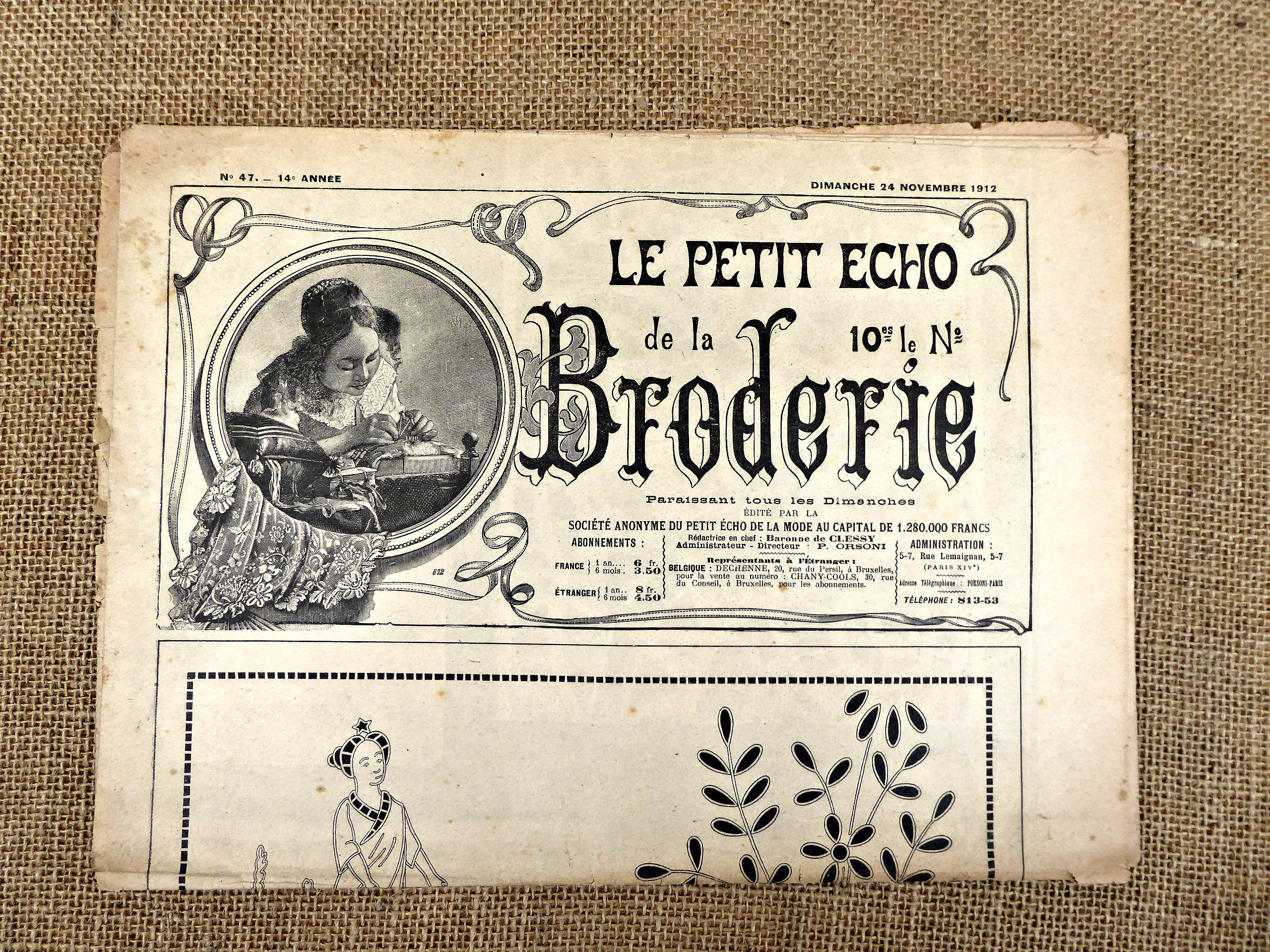 French Embroidery Patterns Vintage French Journal The Little Echo Of Embroidery 1912