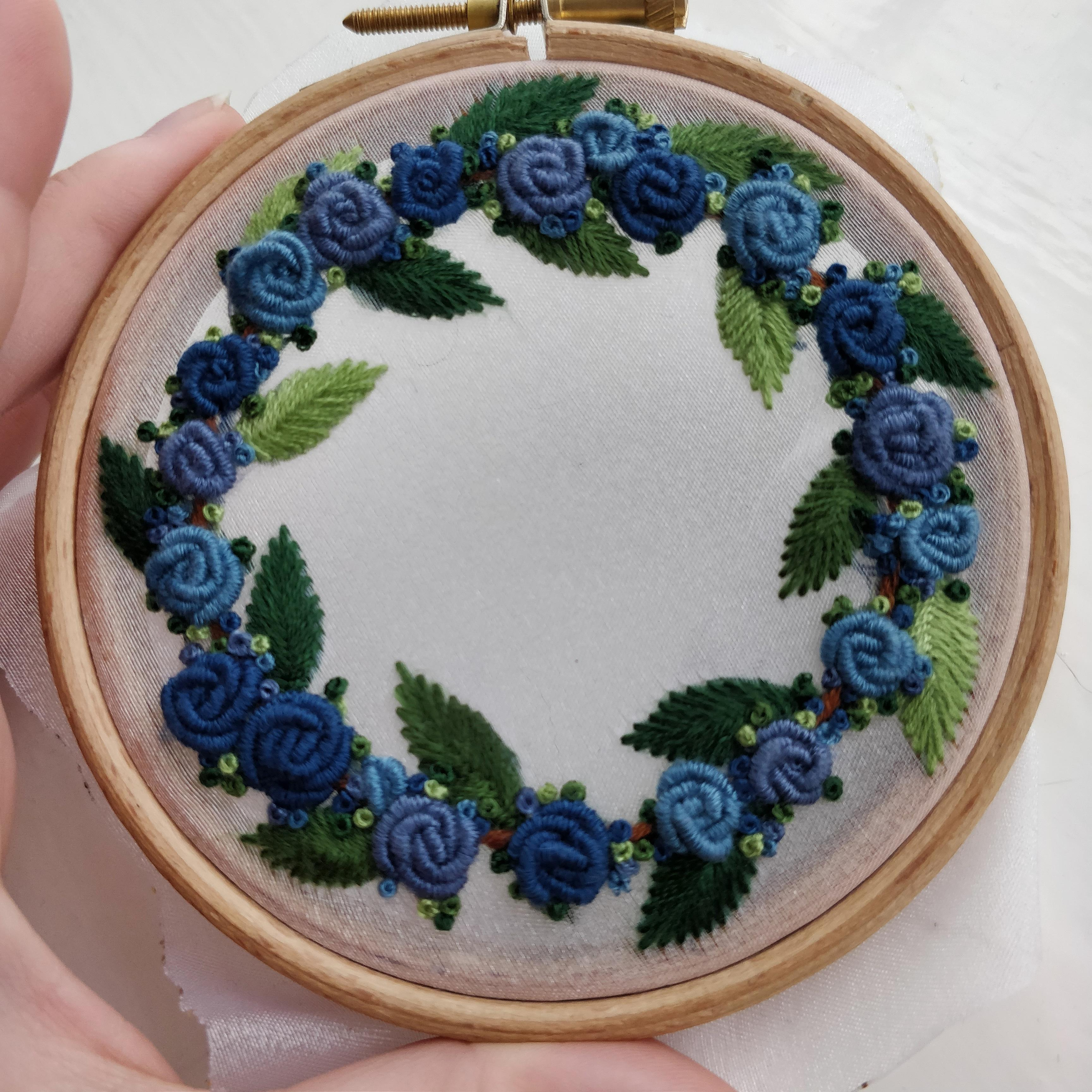 French Knot Embroidery Patterns A 4 Inch Embroidered Organza Hoop Featuring Bullion Knots French