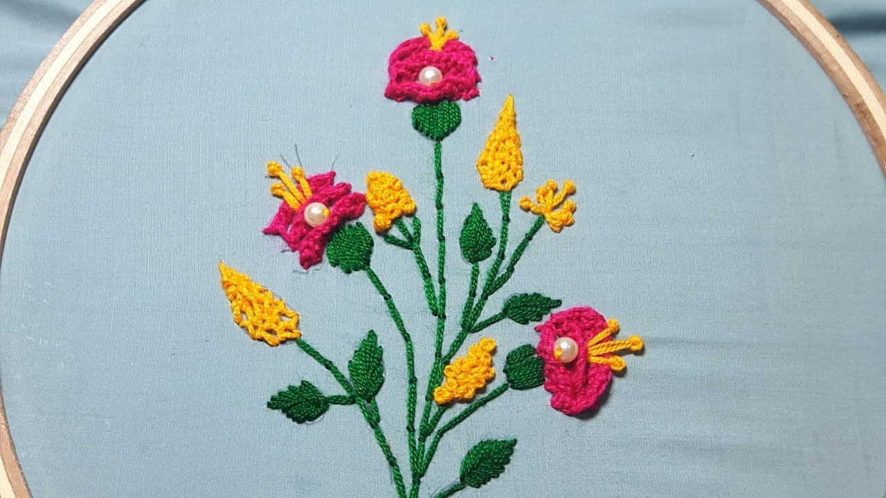French Knot Embroidery Patterns French Knot And Running Stitch Flower Design Hand Embroidery Designs