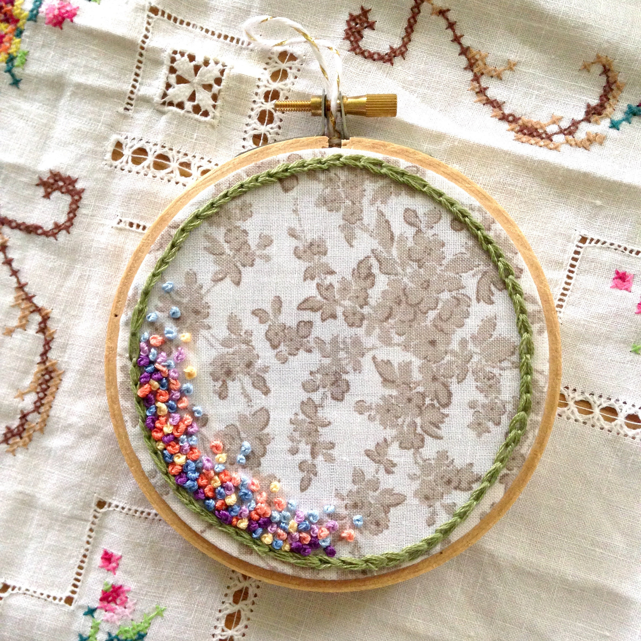 French Knot Embroidery Patterns French Knot Wreath Modern Embroidery Hand Embroidered 4 Hoop Art