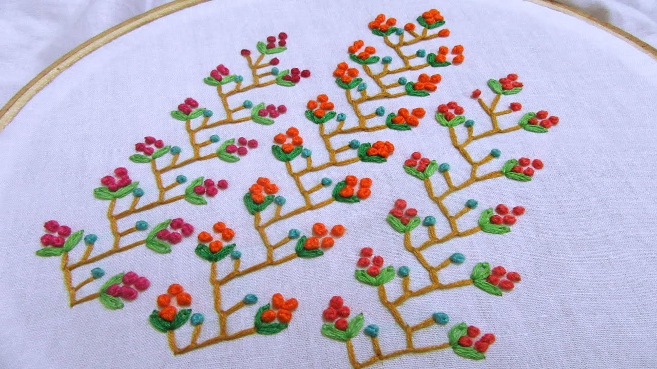 French Knots Embroidery Patterns Hand Embroidery Feather Stitch With French Knot Hand Embroidery