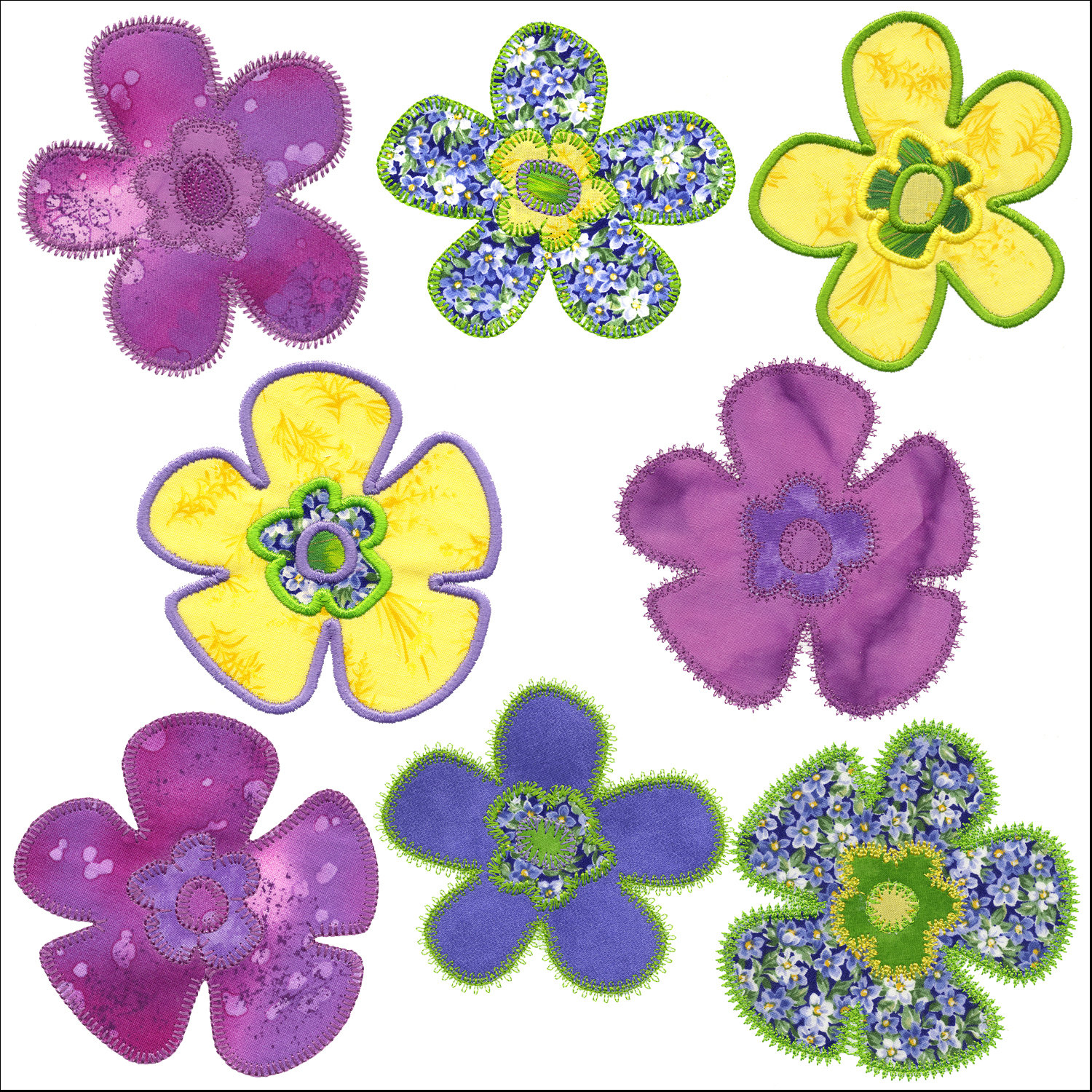 Funky Embroidery Patterns Set Of Funky Flower Applique Machine Embroidery Designs Instant Download Now Available Hoop Size Is 45 X 45 Or Larger