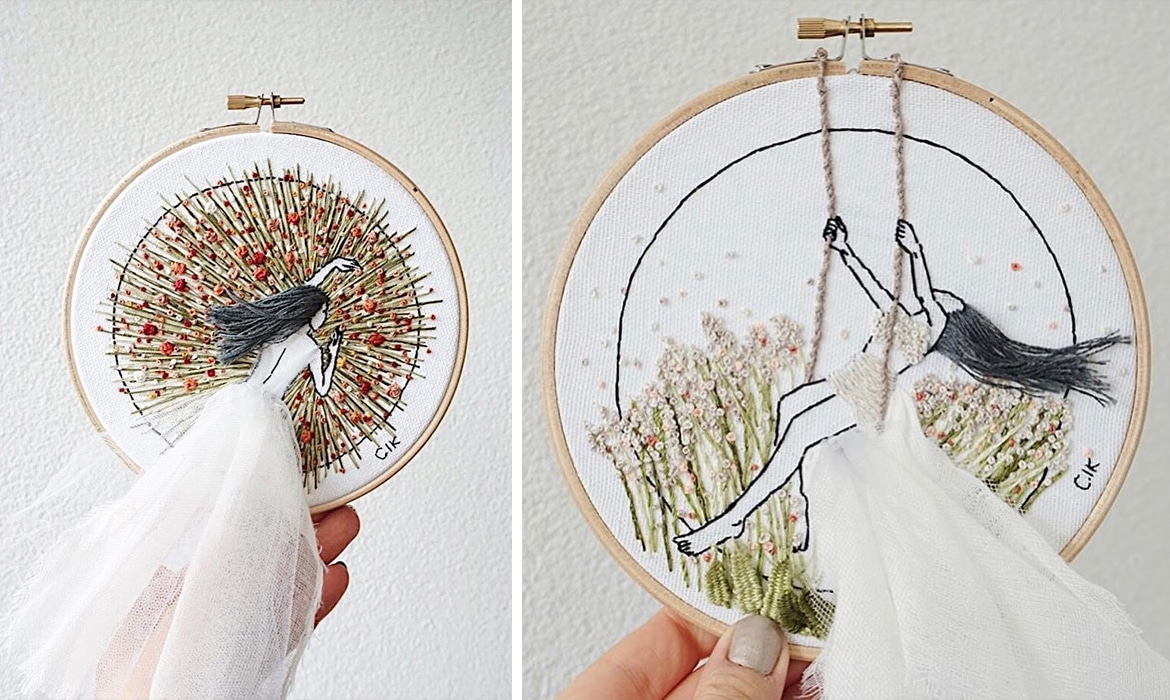 Funny Embroidery Patterns 3d Embroidery Designs Feature Hair That Flows From The Frame