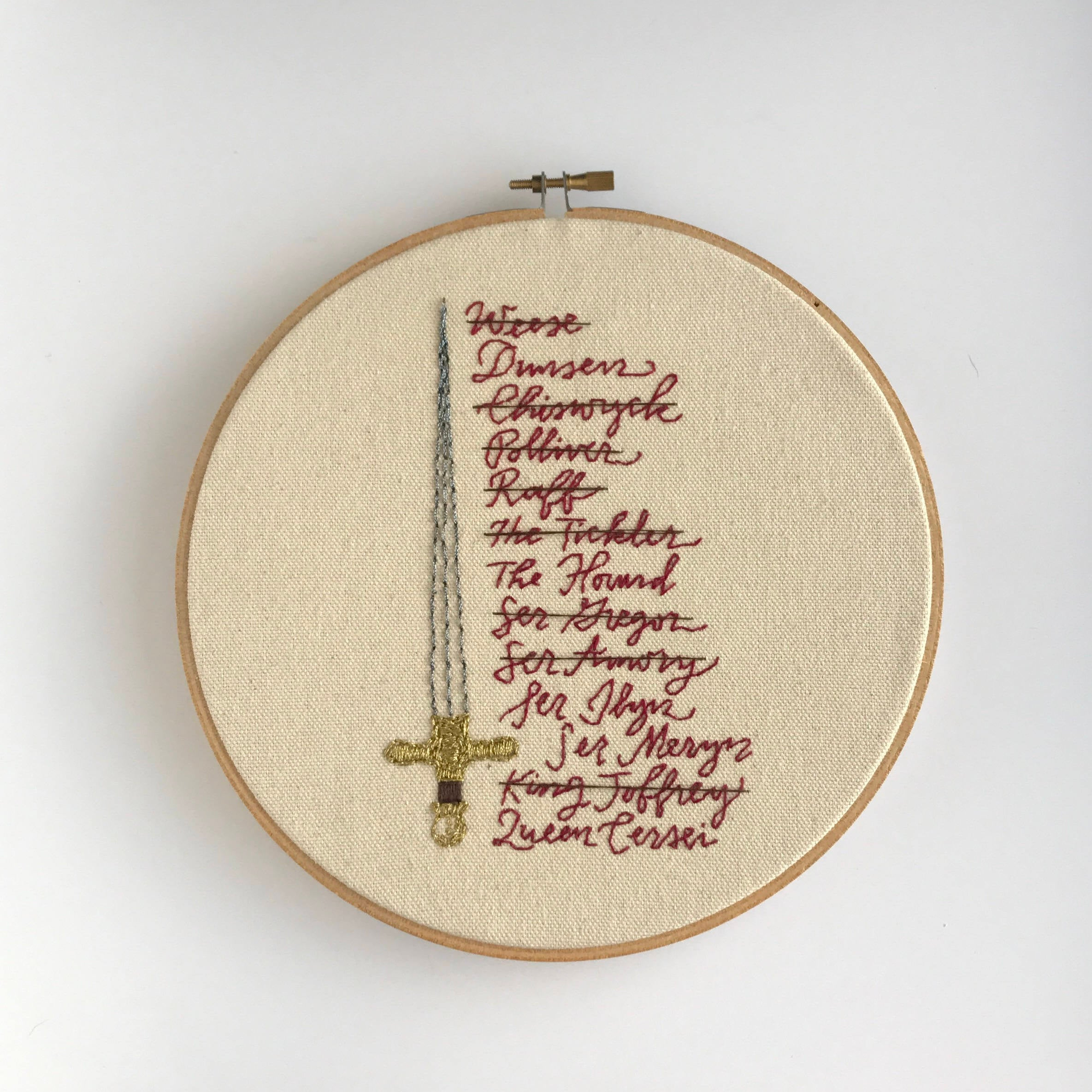 Game Of Thrones Embroidery Patterns Asoiaf Embroidery Pattern Aryas List Game Of Thrones Arya