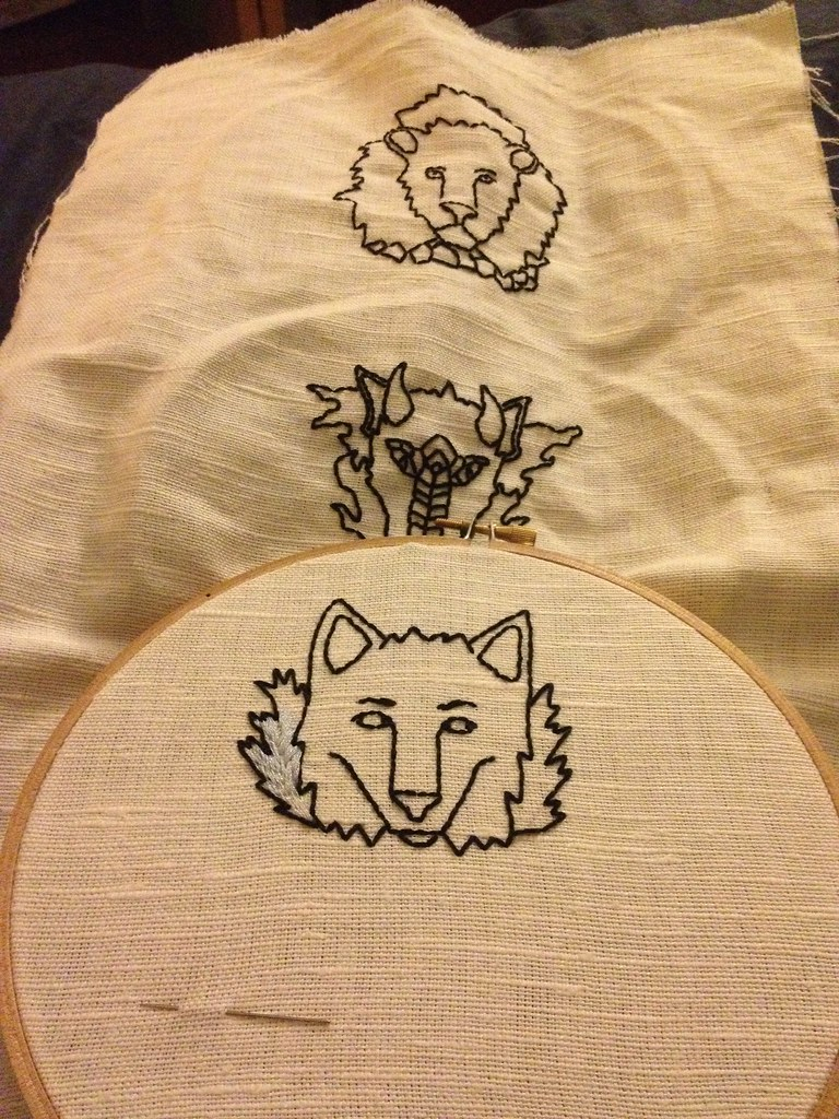 Game Of Thrones Embroidery Patterns Game Of Thrones Embroidery Progress Direwolfice Dragonf Flickr