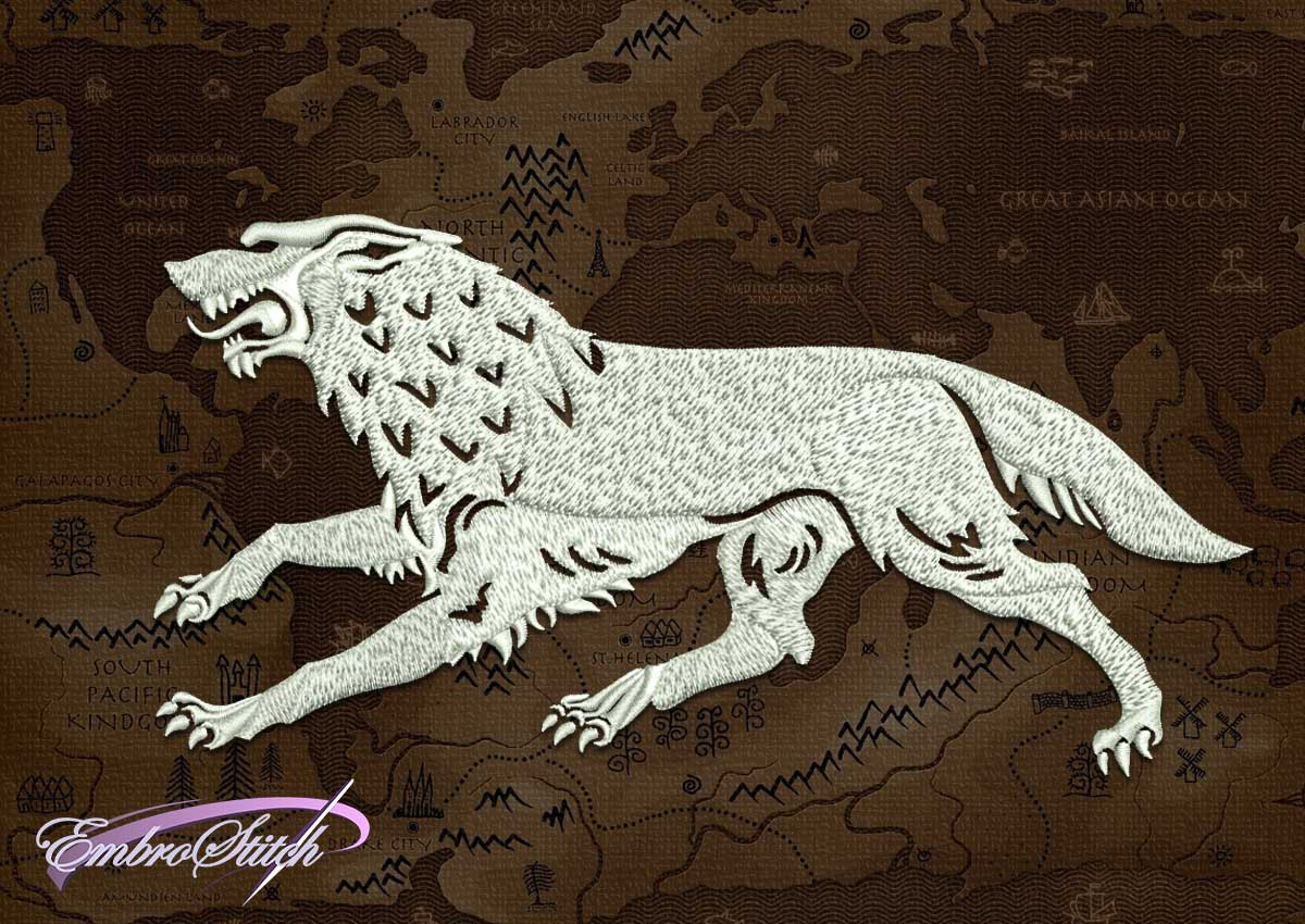 Game Of Thrones Embroidery Patterns Running Stark Wolf From Game Of Thrones Embroidery Design 1 Sizes