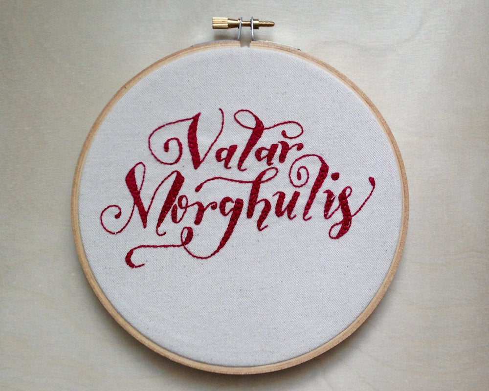 Game Of Thrones Embroidery Patterns Valar Morghulis Fan Diy Diy Hoop Art Thrones Embroidery Pdf Embroidery Pdf Modern Embroidery Game Of Throne Xmas Gift Gift Under 10