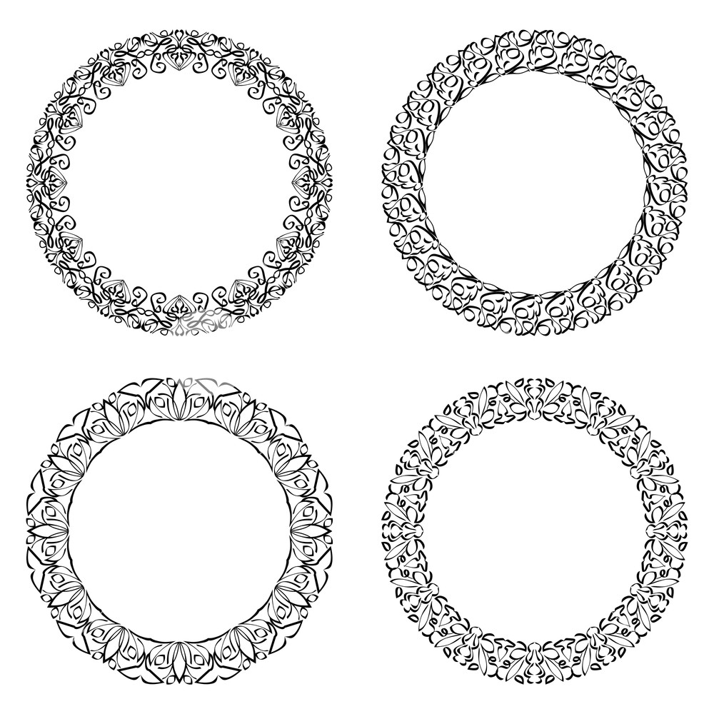 Geometric Embroidery Patterns Filigree Round Frame Calligraphic Circle Lace Patterns In