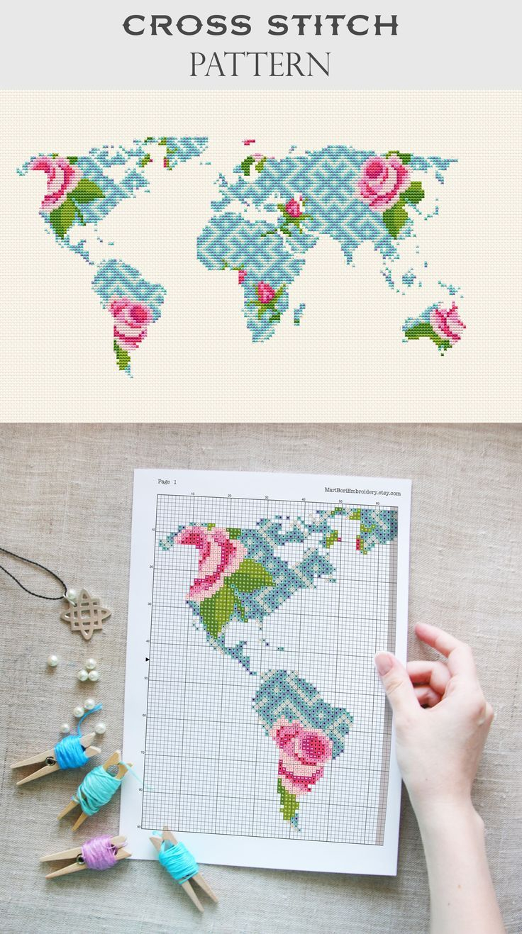 Geometric Embroidery Patterns Knitting Patterns Modern Modern Cross Stitch World Map Cross Stitch