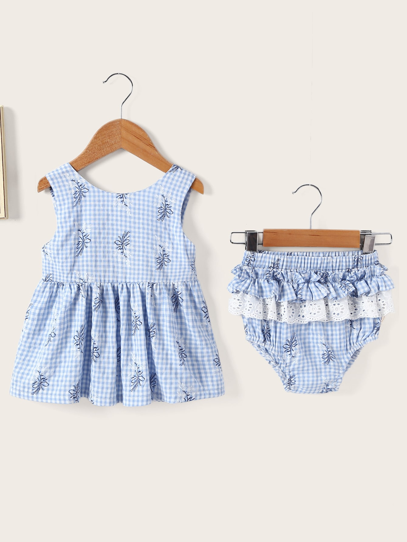 Gingham Embroidery Patterns Ba Embroidery Gingham Ruffle Dress With Shorts