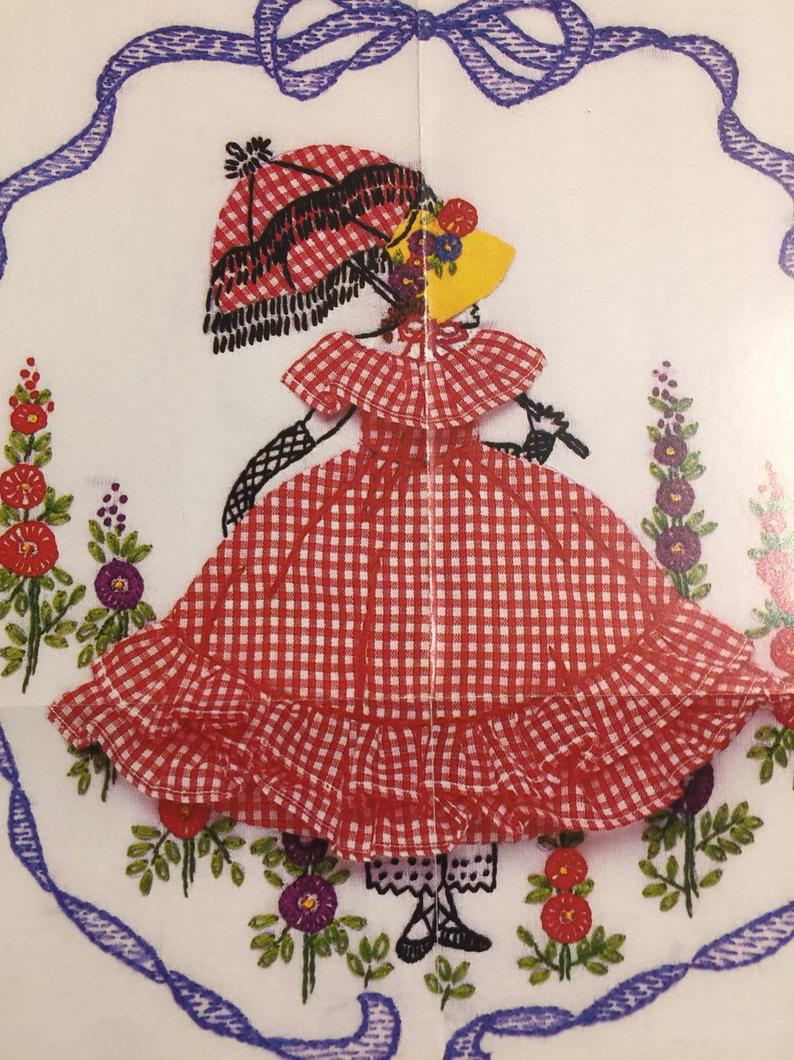 Gingham Embroidery Patterns Free Southern Belle Gingham Girl Embroidery Applique 10 X 10 Inch Doll Mccalls Leaflet T 149 Free Shipping