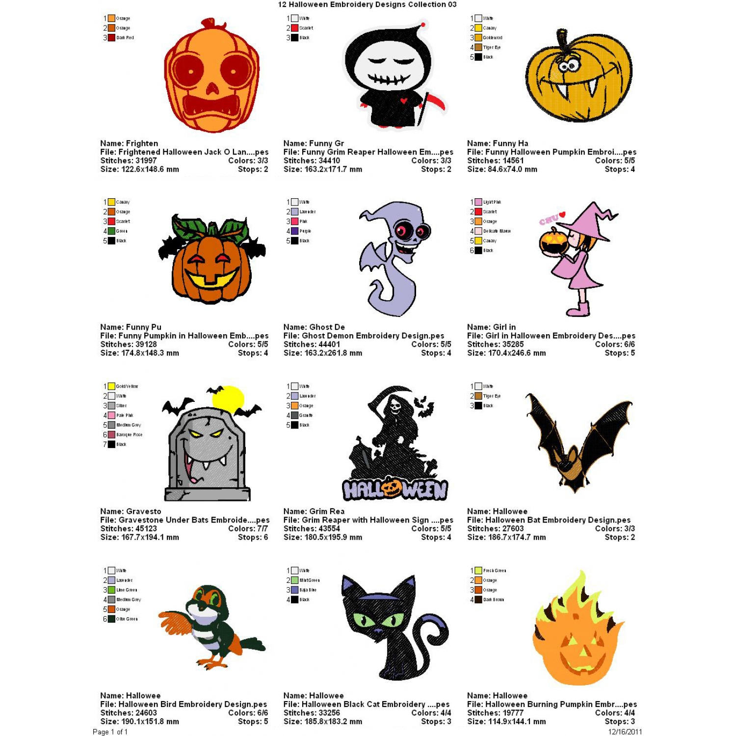 Halloween Embroidery Patterns 12 Halloween Embroidery Designs Collection 03