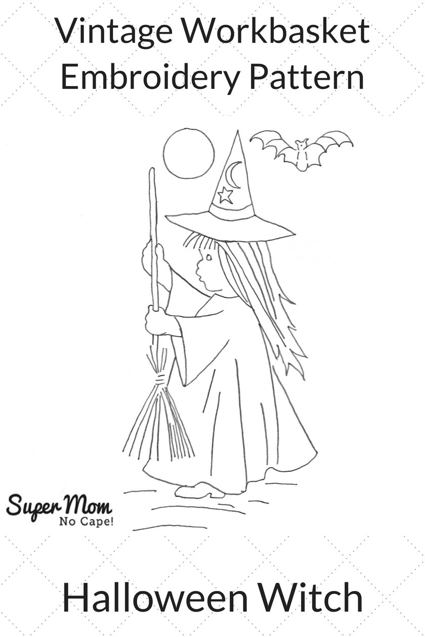Halloween Embroidery Patterns Halloween Witch Embroidery Pattern Vintage Workbasket Pattern