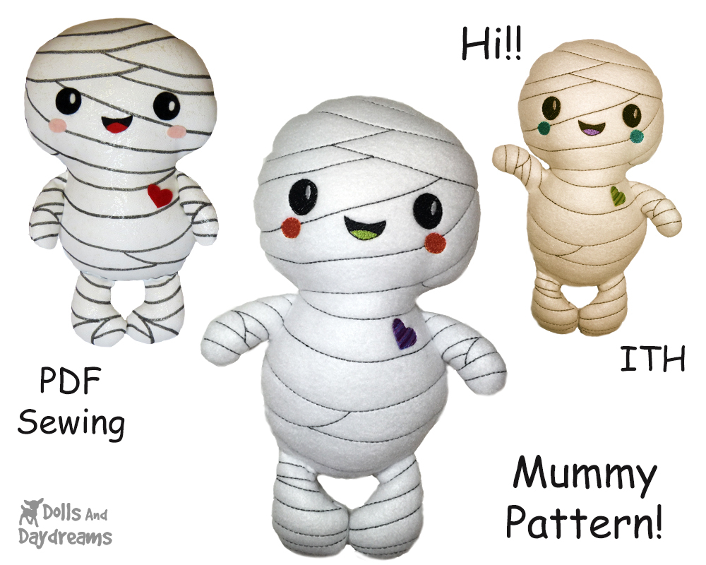Halloween Embroidery Patterns Mummy Sewing Embroidery Patterns Are Here Dolls And Daydreams
