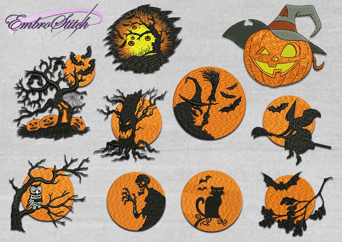 Halloween Embroidery Patterns Spooky Halloween Collection Embroidery Designs