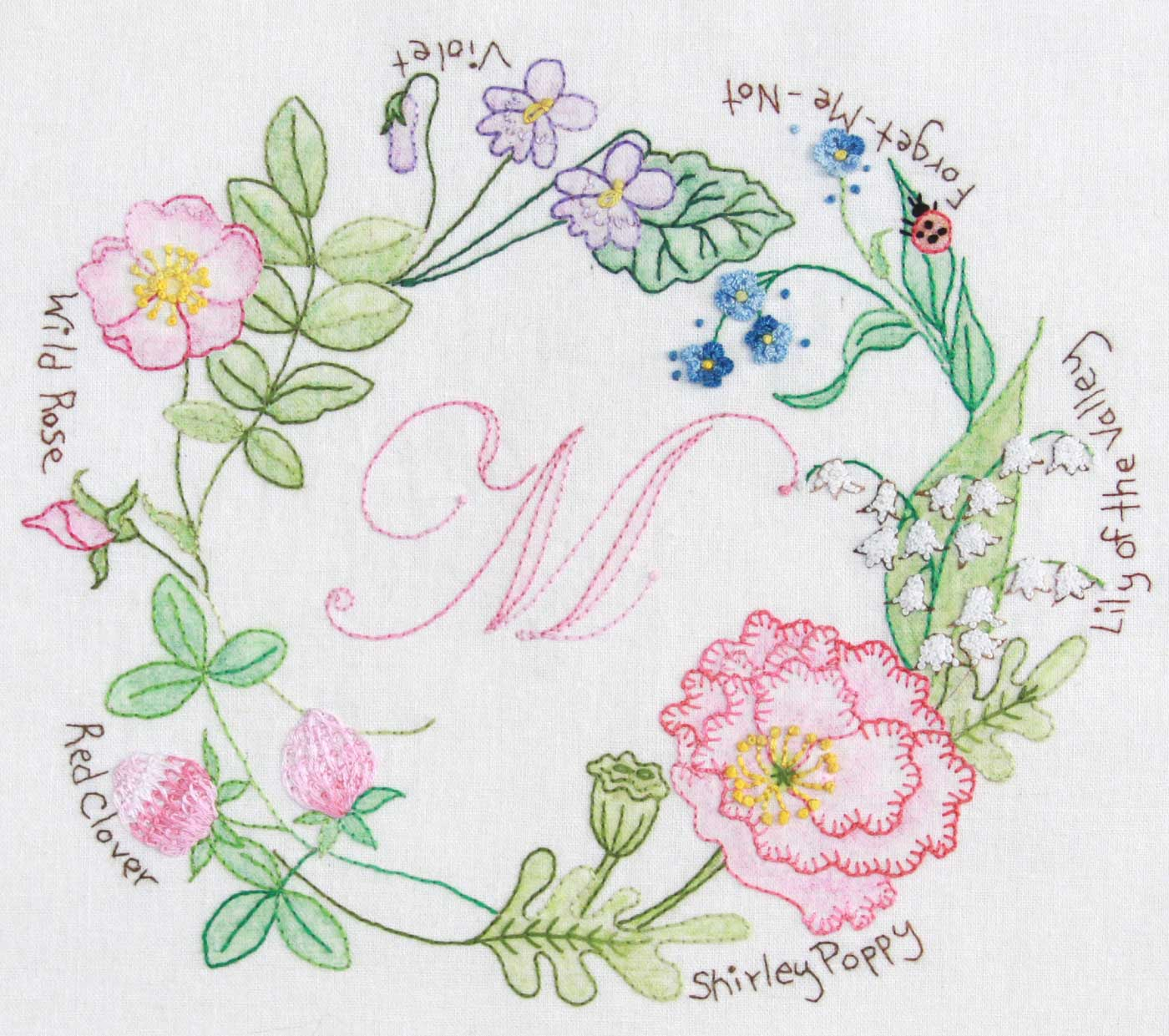 Hand Embroidery Alphabet Patterns Hand Embroidery Pattern Hedgerow Wreath