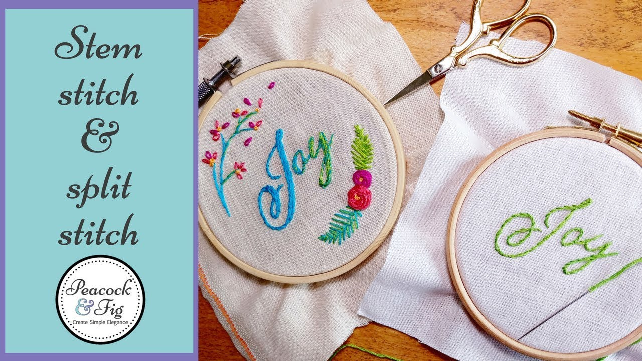 Hand Embroidery Monogram Patterns Embroidered Letters Stem Stitch Split Stitch