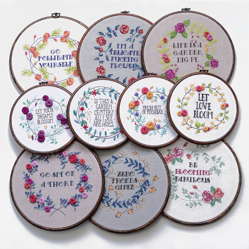 Hand Embroidery Pattern Go Bloom Yourself Collection Pattern Set