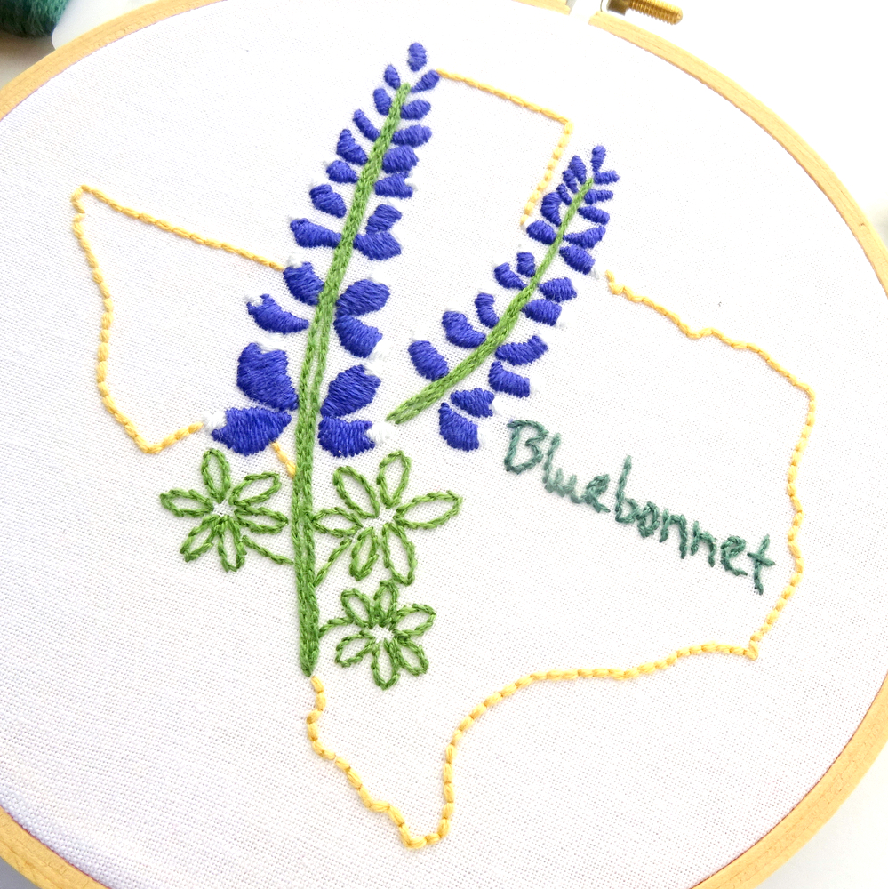 Hand Embroidery Pattern Texas Flower Hand Embroidery Pattern Bluebonnet