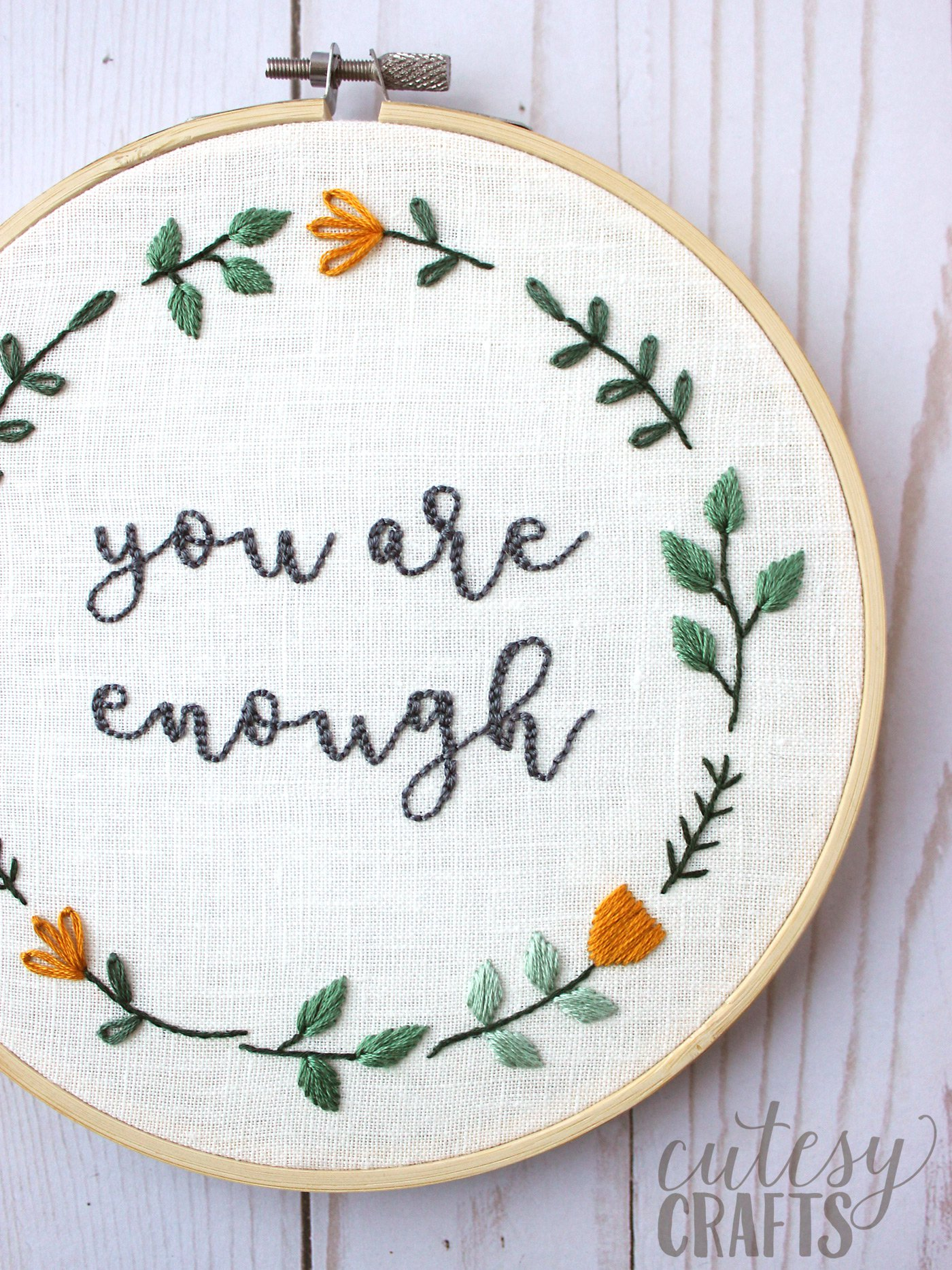 Hand Embroidery Pattern You Are Enough Free Hand Embroidery Pattern The Polka Dot Chair