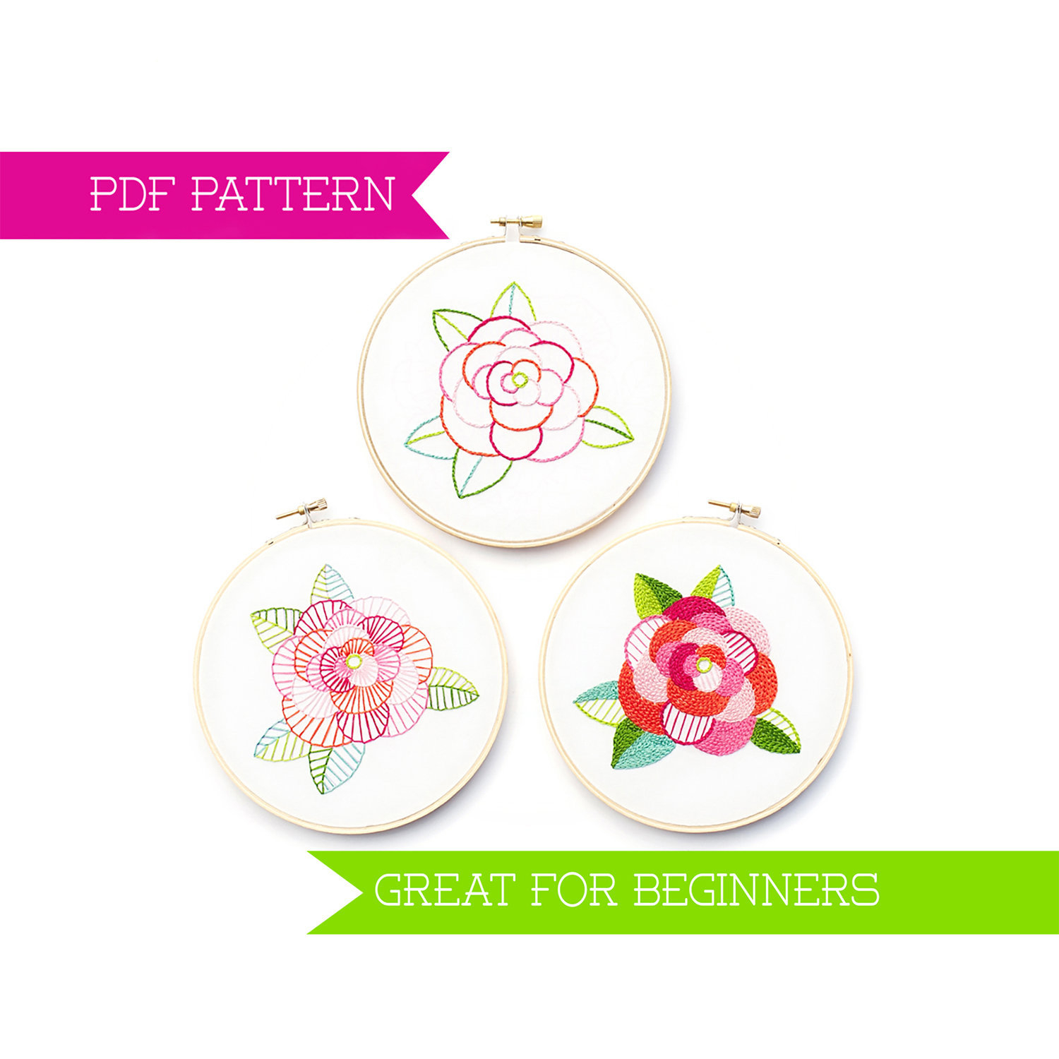 Hand Embroidery Patterns For Beginners Beginner Embroidery Pattern Pdf Pattern Hand Embroidery Pattern Pdf Embroidery Flower Pattern Modern Embroidery Embroidery Hoop