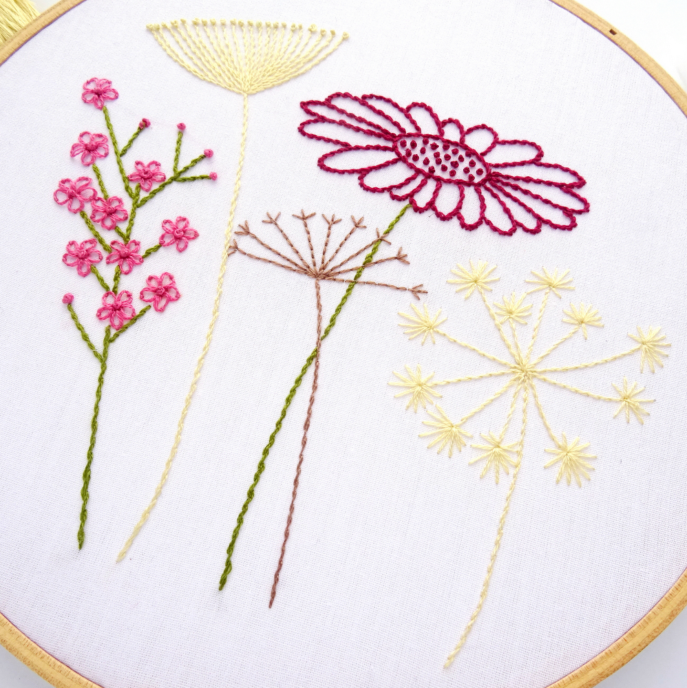Hand Embroidery Patterns For Beginners Wildflower Meadow Hand Embroidery Pattern