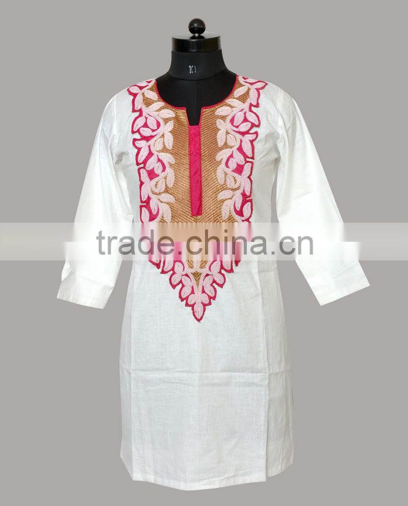 Hand Embroidery Patterns For Dresses Embroidery Kurti Cotton Kurti Hand Embroidery Design Ladies Top