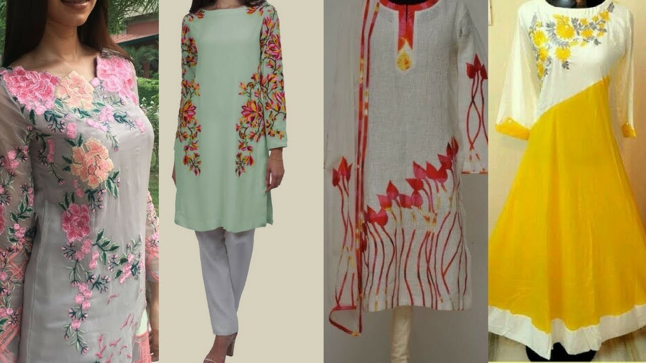 Hand Embroidery Patterns For Dresses Top Hand Embroidery Designembroidery For Frocks And Dresses