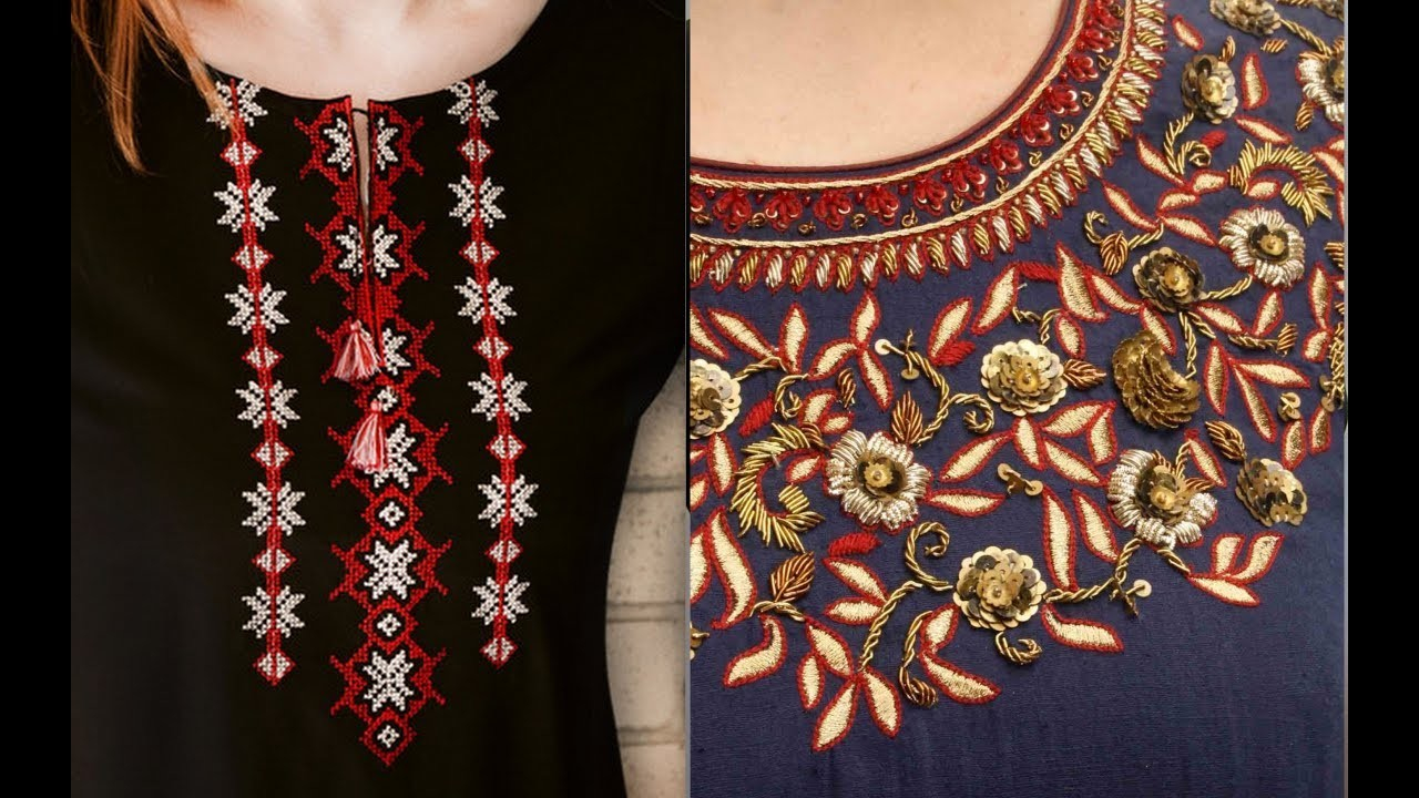 Hand Embroidery Patterns For Kurtis Neck Embroidery Designs For Kurtisdesigner Kurti Necklinehand