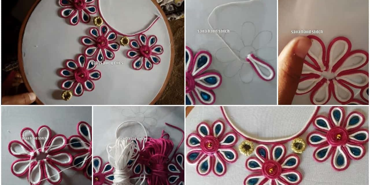 Hand Embroidery Patterns For Neck New Neck Dori Hand Stitch Embroidery Designs Simple Craft Ideas
