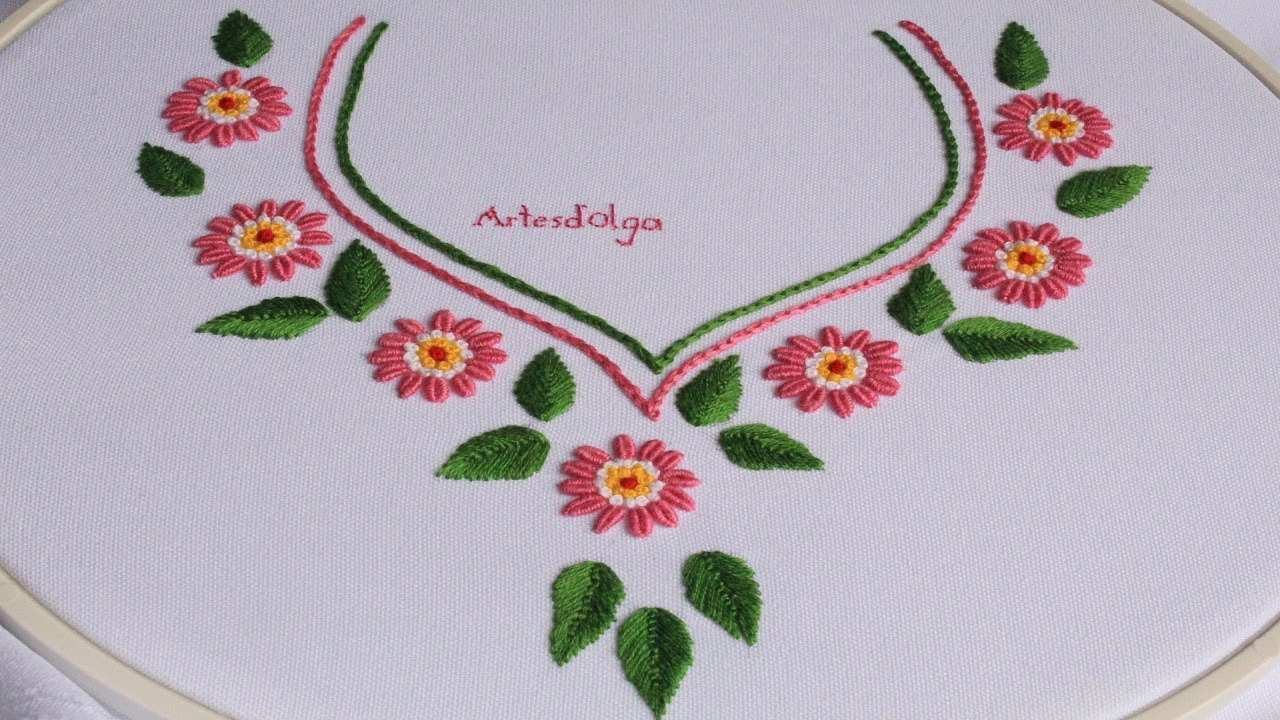 Hand Embroidery Patterns For Neck Rk Hand Embroidery Hand Embroidery Design For Neck Bullion Stitch