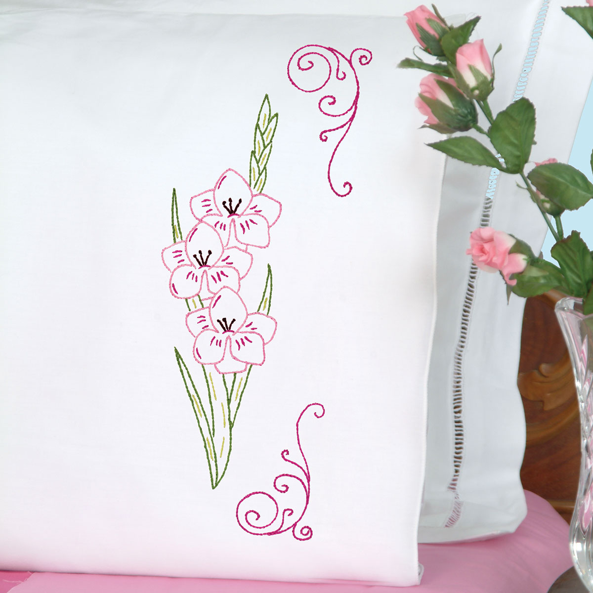 Hand Embroidery Patterns For Pillowcases Gladiolus Pillowcases
