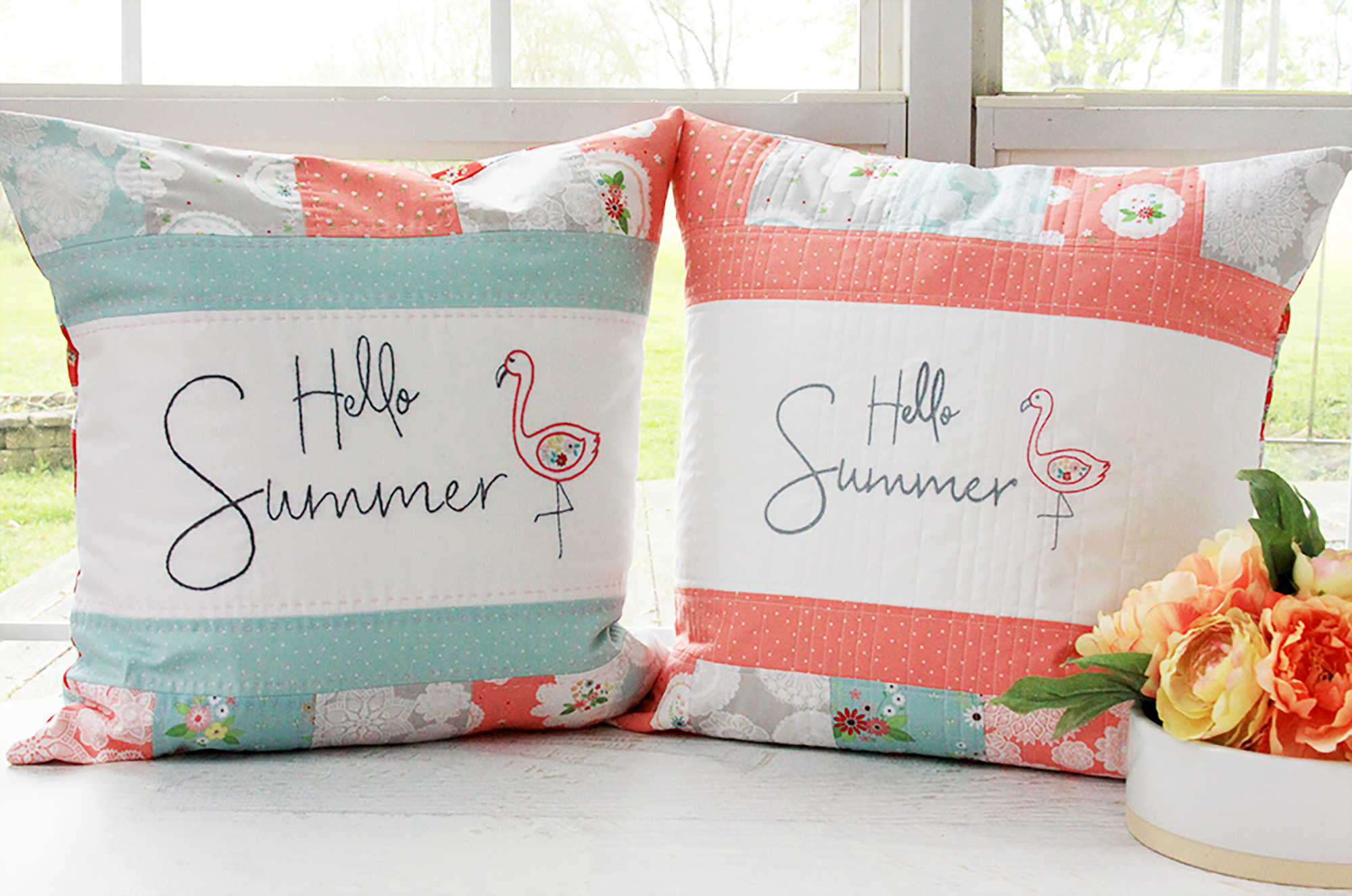 Hand Embroidery Patterns For Pillowcases Hello Summer Embroidered Pillows