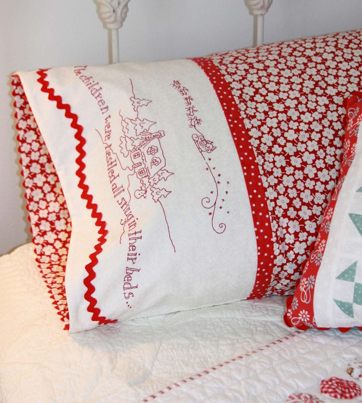 Hand Embroidery Patterns For Pillowcases The Night Before Christmas Pillowcase