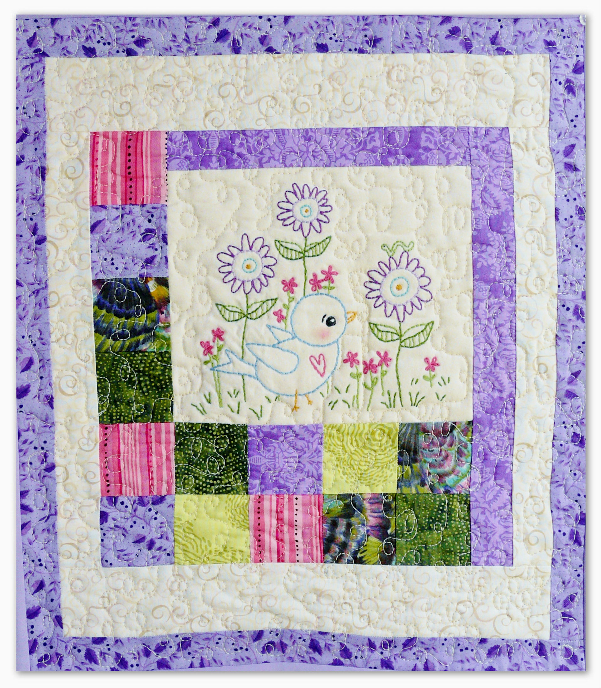 Hand Embroidery Patterns For Quilts Blue Bird Of Happiness Embroidery Pattern Pdf Quilt Stitchery Hand Flowers
