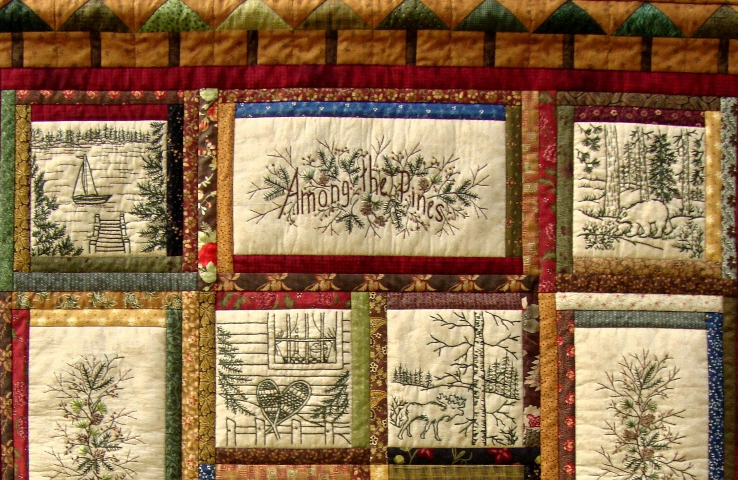 Hand Embroidery Quilt Patterns Among The Pines Quilt Pattern 10 Hand Embroidery Blocks Label Quilt Finishing Pattern Beth Ritter Instant Digital Download