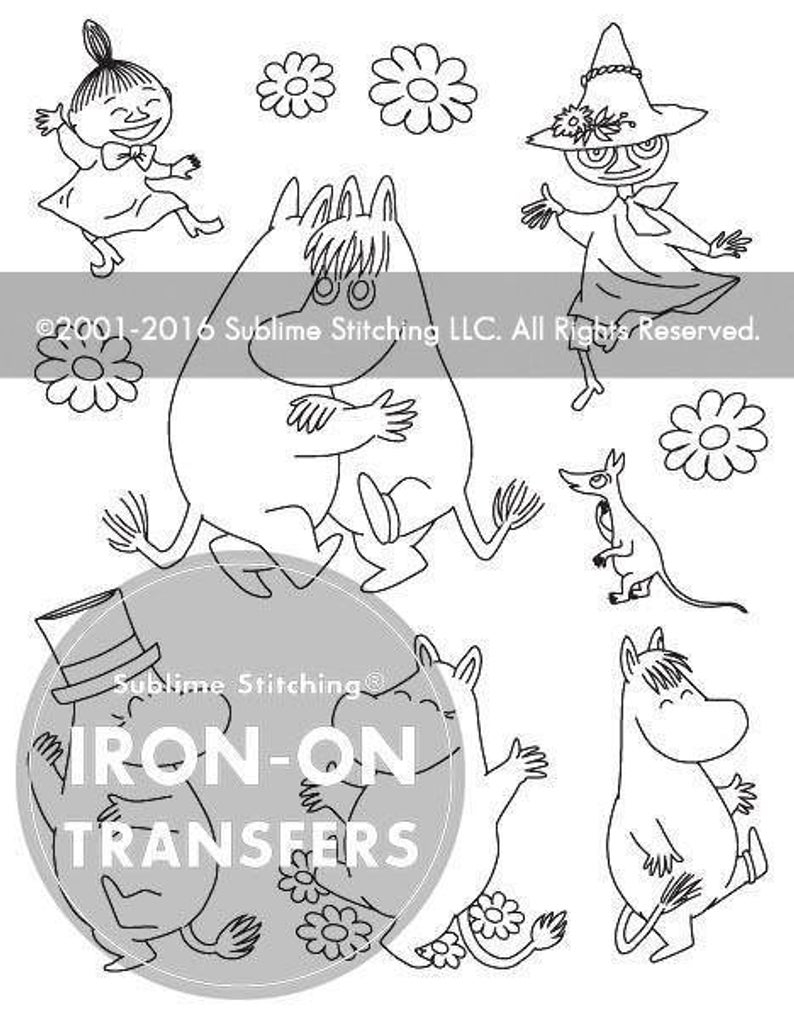 Hand Embroidery Transfer Patterns Moomin Dance Party Iron On Hand Embroidery Transfer Patterns Modern Contemporary Designs Sublime Stitching