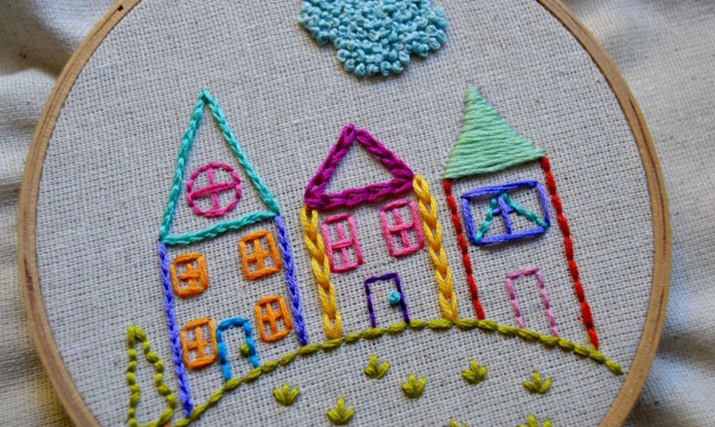 Hand Stitch Embroidery Patterns Free Embroidered House Neighborhood Tutorial