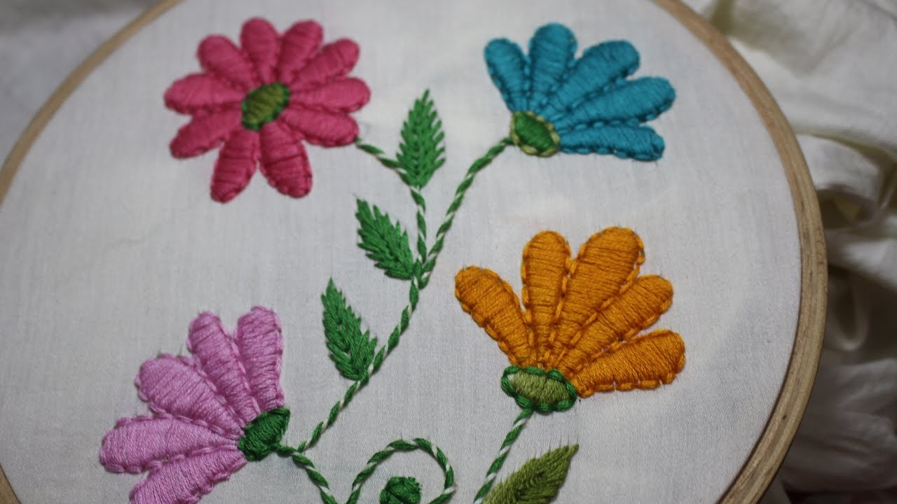 Hand Stitch Embroidery Patterns Hand Embroidery Designs Satin Stitch Stitch And Flower 128
