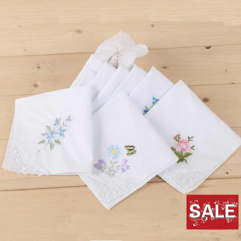 Handkerchief Embroidery Patterns 12pcslot White Cotton 60s Embroidery Lace Handkerchief 28cm