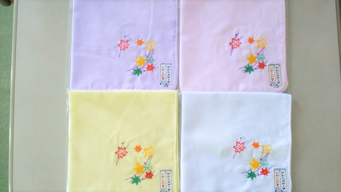 Handkerchief Embroidery Patterns Four Pieces Of Entering New Arrival Two Folds Lined Kimono Gauze Handkerchief Embroidery Sets