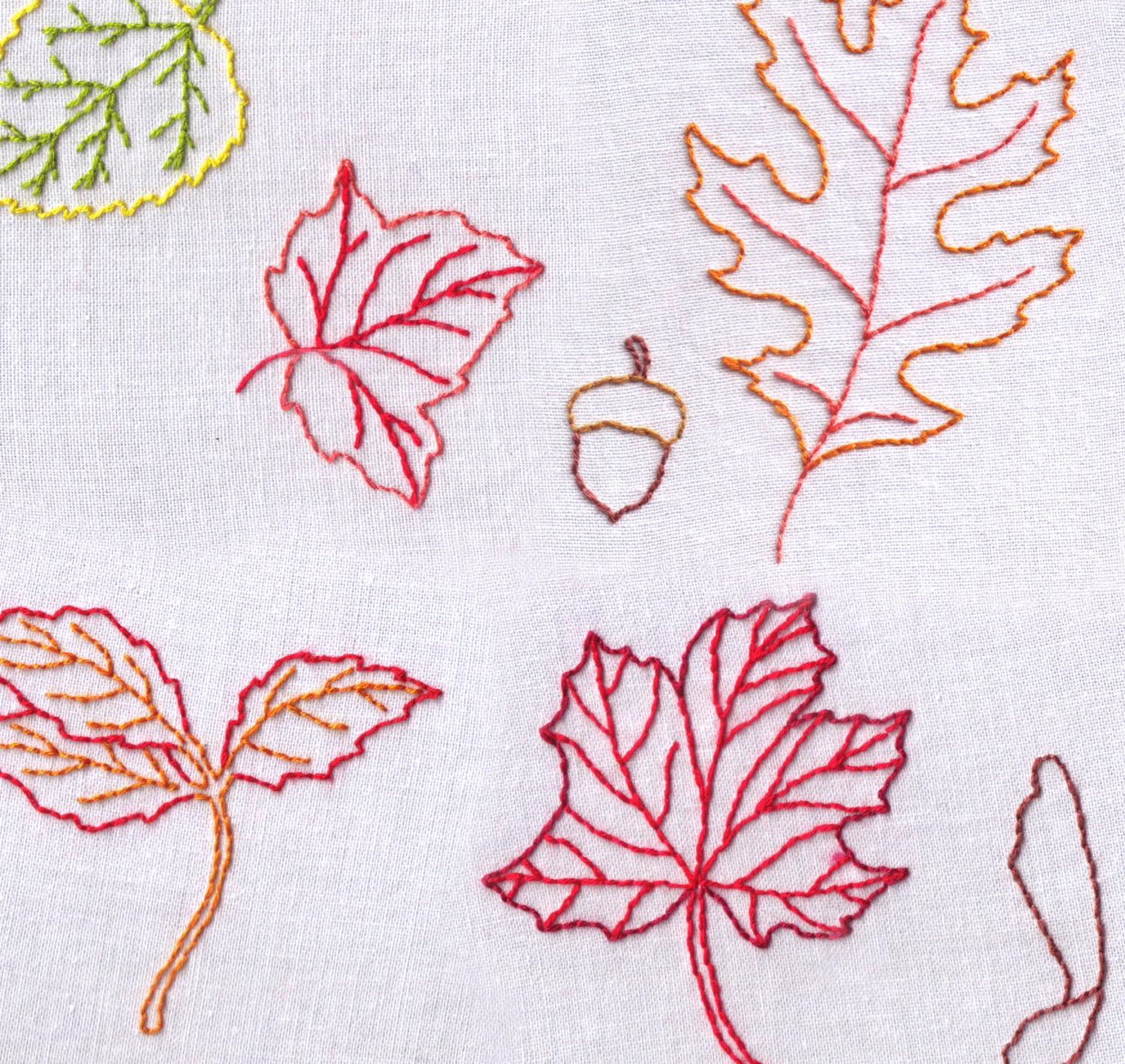 Handkerchief Embroidery Patterns Leaves Hand Embroidery Pattern Fall Autumn Foliage Pdf