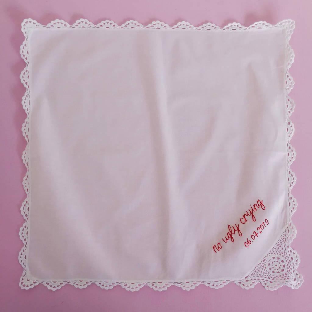 Handkerchief Embroidery Patterns Personalised No Ugly Crying Handkerchief