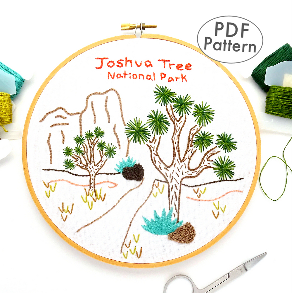Herb Embroidery Patterns Joshua Tree National Park Hand Embroidery Pattern