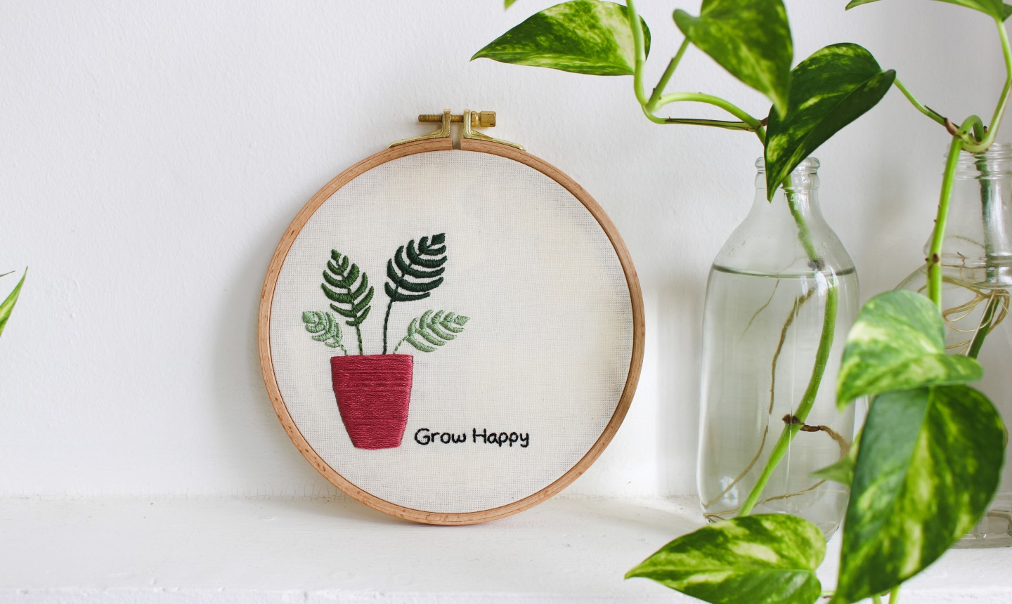 Herb Embroidery Patterns Potted Plant Embroidery Project And Pattern