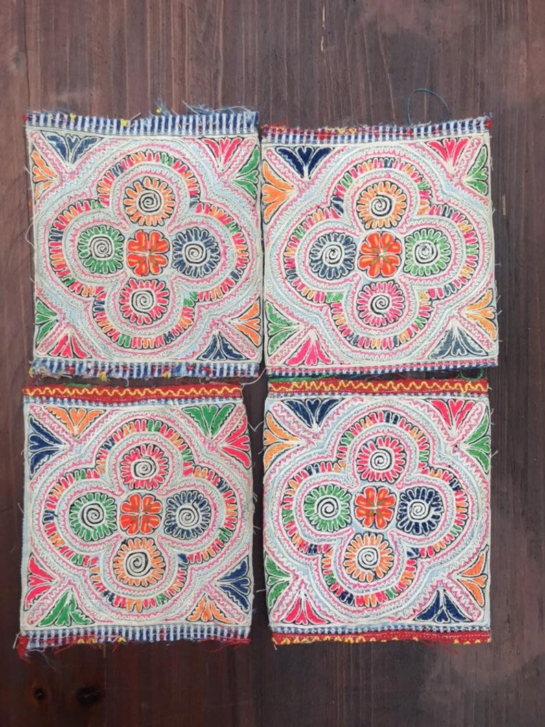 Hmong Embroidery Patterns Vintage Hmong Embroidery Vintage Textiles Vintage Embroidered Hmong Textile Ethnic Embroidery Boho Embroidery