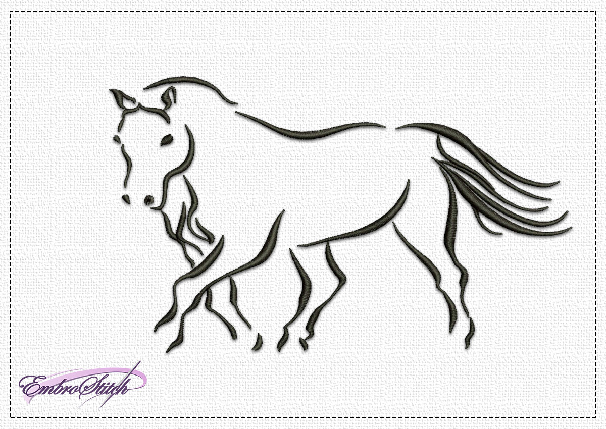 Horse Embroidery Patterns Jogging Horse Embroidery Design 3 Sizes