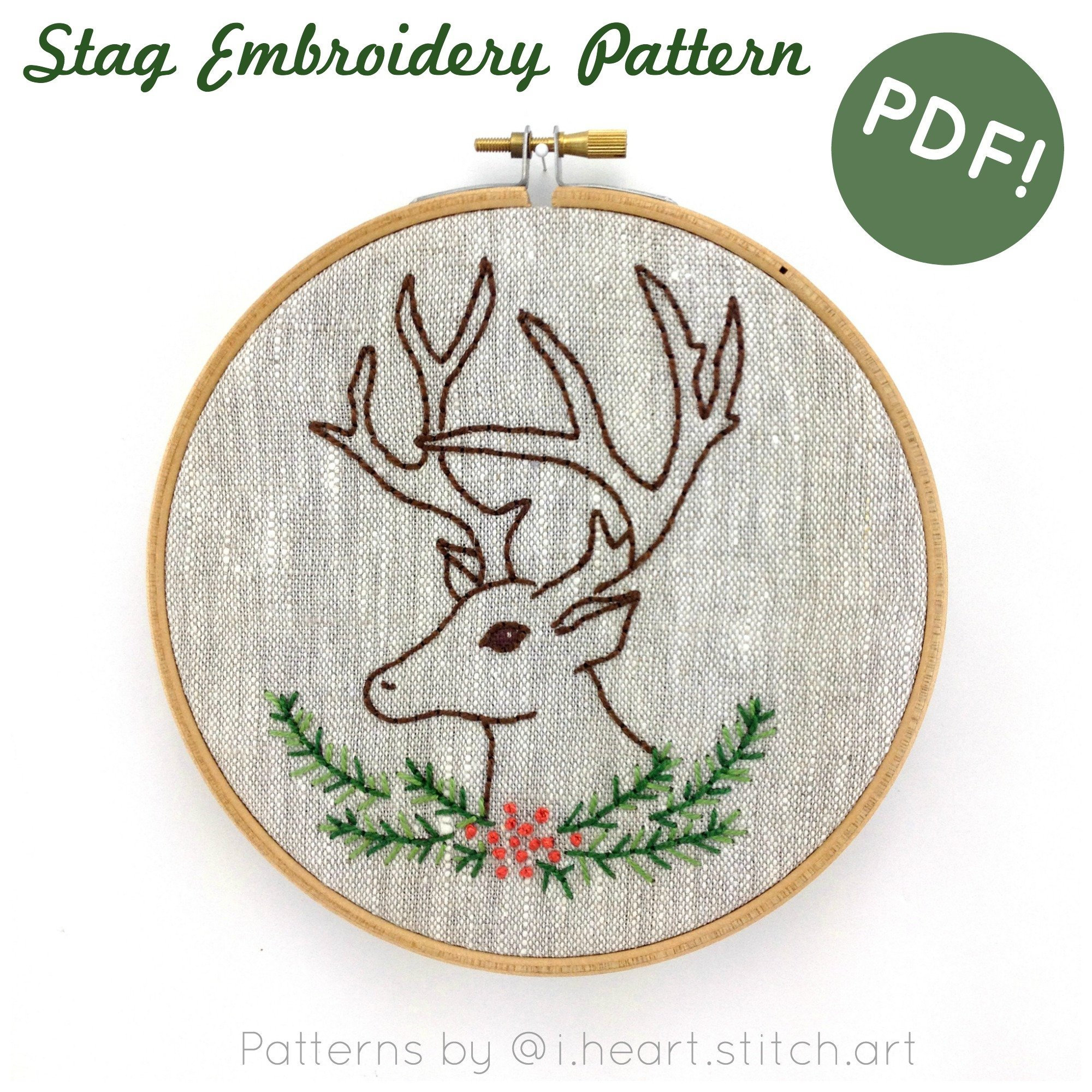 How To Create Embroidery Patterns Stag Embroidery Pattern Digital Download